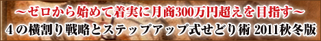 4の横割り戦略とステップアップ式せどり術～2011年秋冬版～