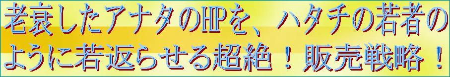 老衰したアナタのHPをハタチの若者のように若返らせる超絶！販売戦略！