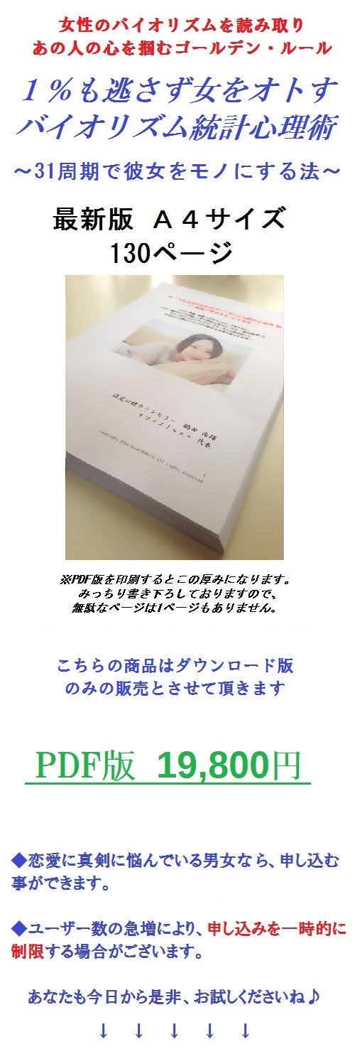 ■ １％も逃さず女をオトすバイオリズム統計心理術 ■ ～ 31周期で彼女をモノにする法 ～