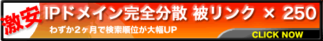 激安　ＩＰドメイン完全分散　被リンク 250　わずか２ヶ月で検索順位が大幅アップ