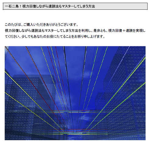 モニター販売。一石二鳥！速読術と視力回復が同時に行えるトレーニング方法があるとしたら、あなたは知りたいですか？
