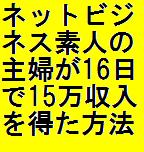 ネットビジネス素人の主婦が16日で15万円の収入を得た方法全部公開します！！