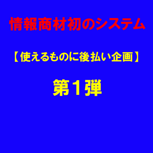 ■◆■情報商材初のシステム!!【使えるものに後払い企画 第1弾】