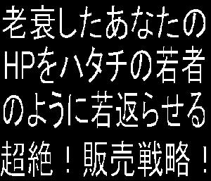 老衰したアナタのHPをハタチの若者のように若返らせる超絶！販売戦略！