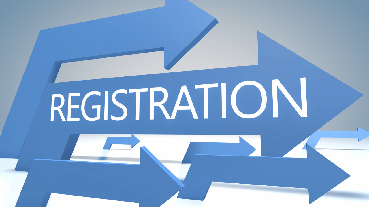 registrationの文字と青い矢印
